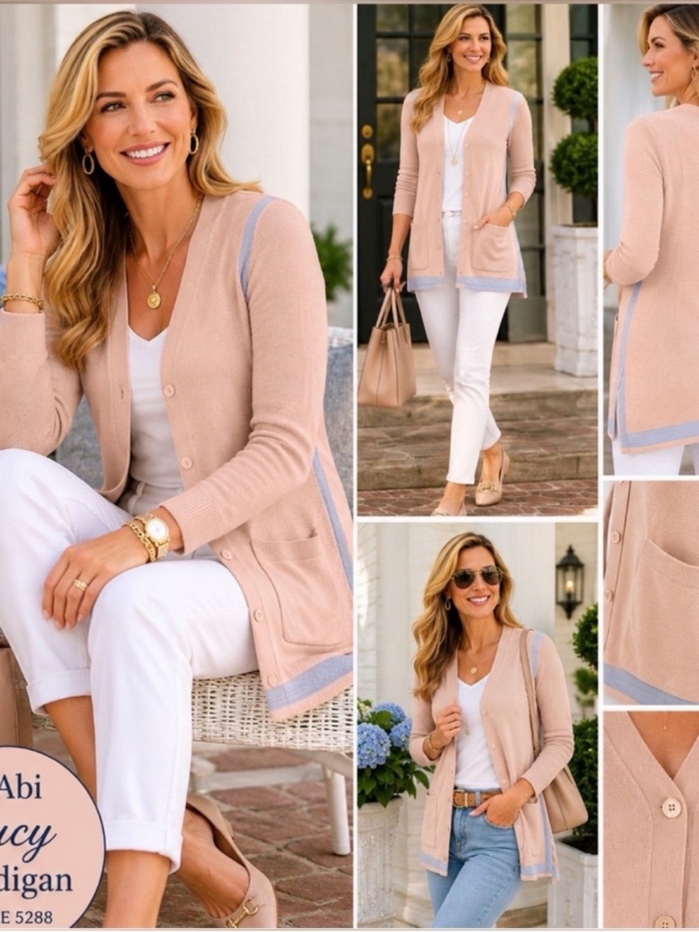 CAbi 5288 Lucy V-Neck Cardigan Longline Blush Pink Large